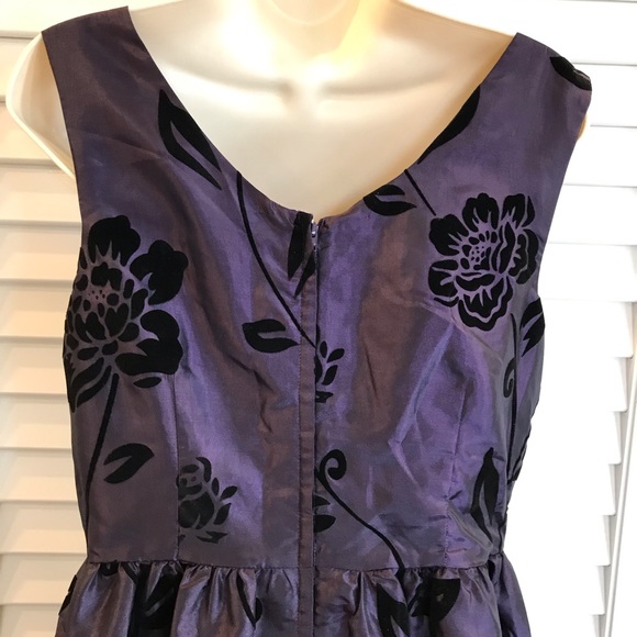 ModCloth Purple and Black Velvet Floral Dress - Picture 7 of 8
